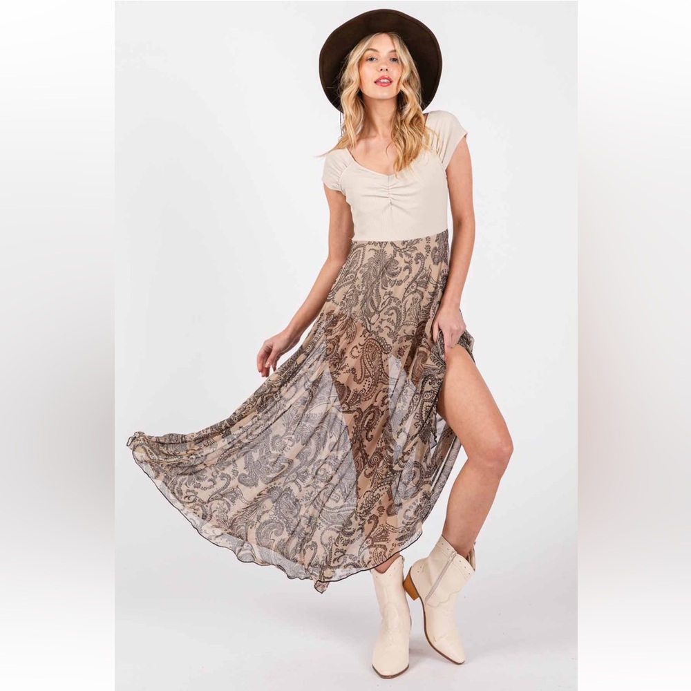 21 Fabulous Paisley Mesh Midi Dress with Bodysuit - Picture 2 of 6
